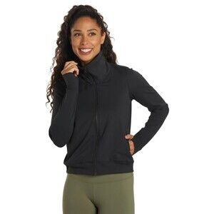 Prana Black Zip Sweater Jacket M Breathe Yoga Layna Equestrian Horseshoe